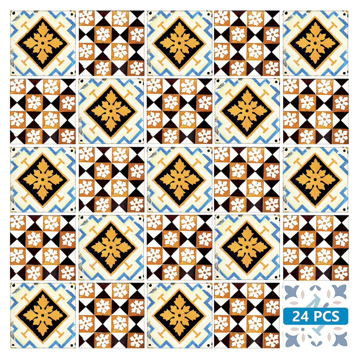 4" x 4" Snowflake and Diamond Peel and Stick Removable Tiles