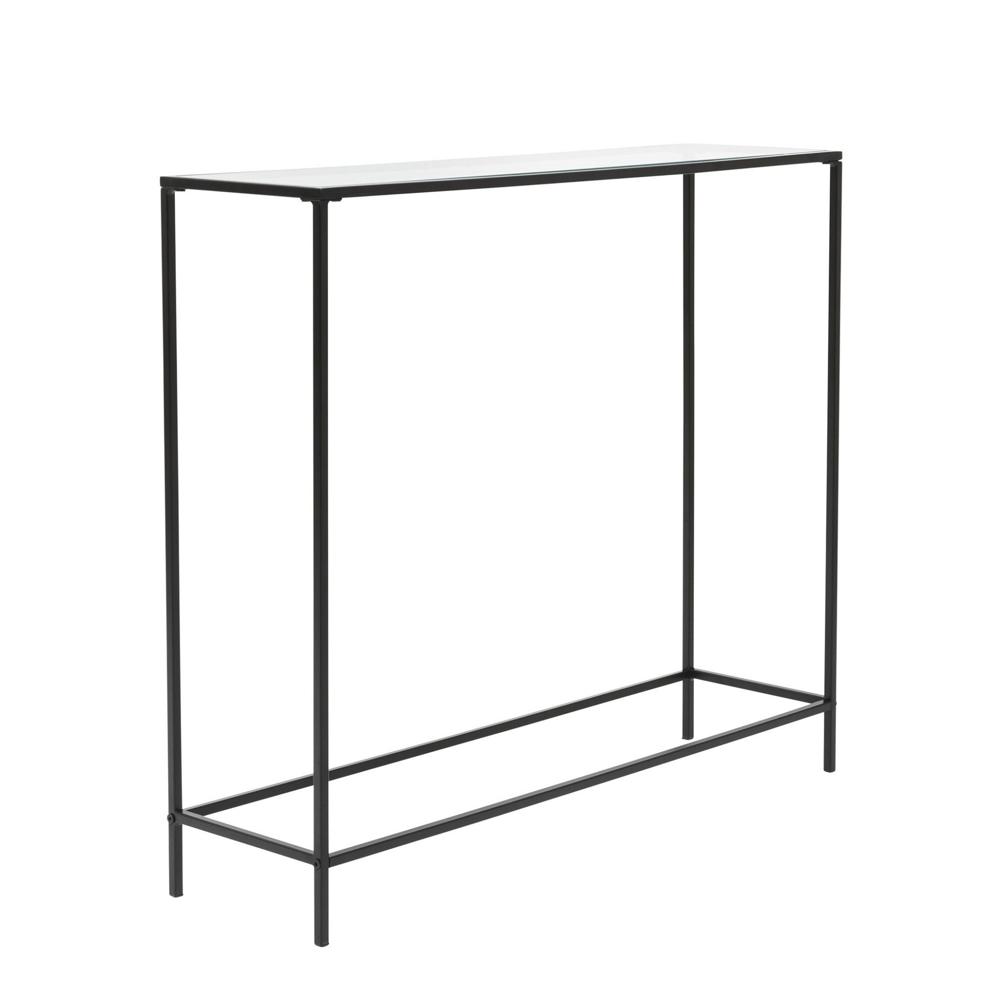 36" Clear and Black Glass Console Table