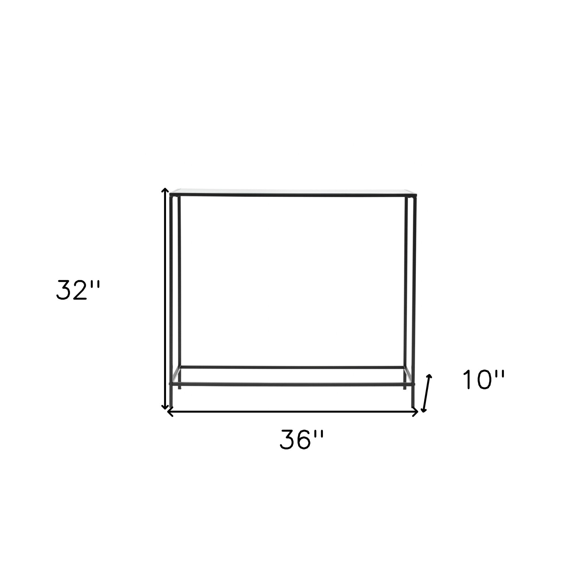 36" Clear and Black Glass Console Table