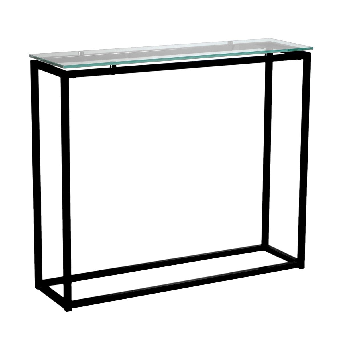 Geo Rectangle Clear Glass and Black Console Table