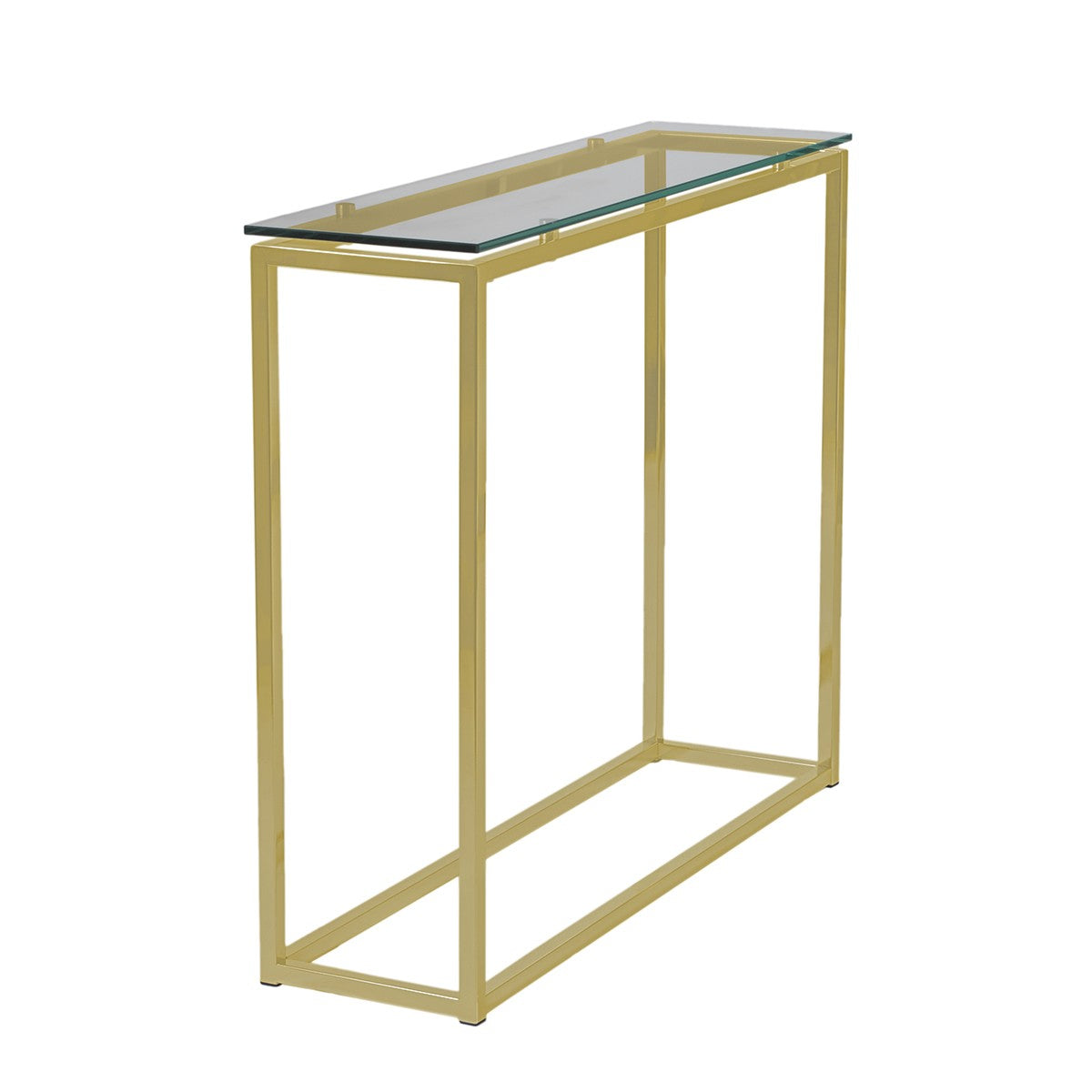 Geo Rectangle Clear Glass and Gold Console Table