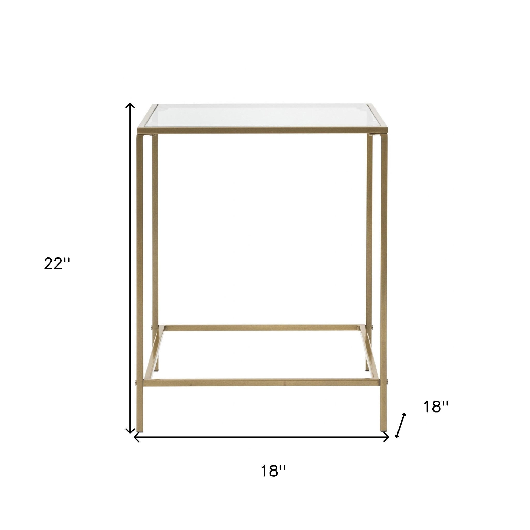 22" Gold And Clear Glass End Table