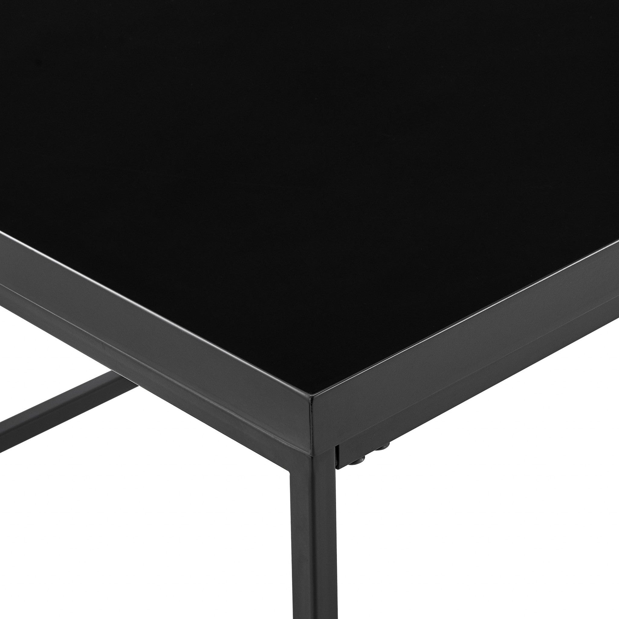 35" Black Metal Square Coffee Table