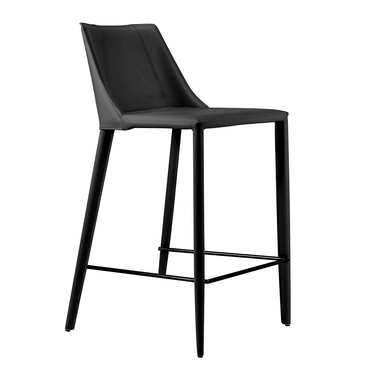 26" Black Steel Low Back Counter Height Bar Chair