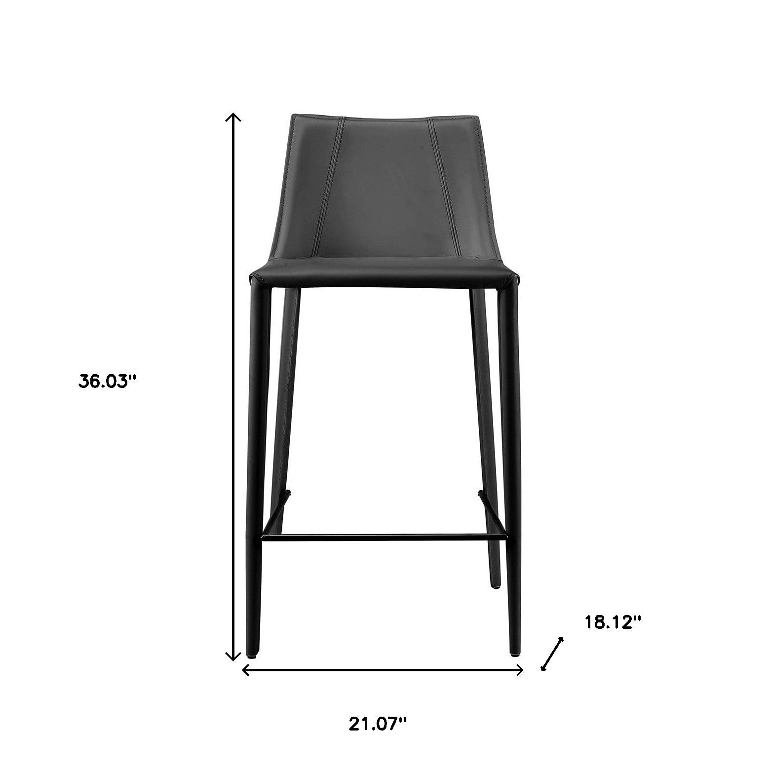 26" Black Steel Low Back Counter Height Bar Chair