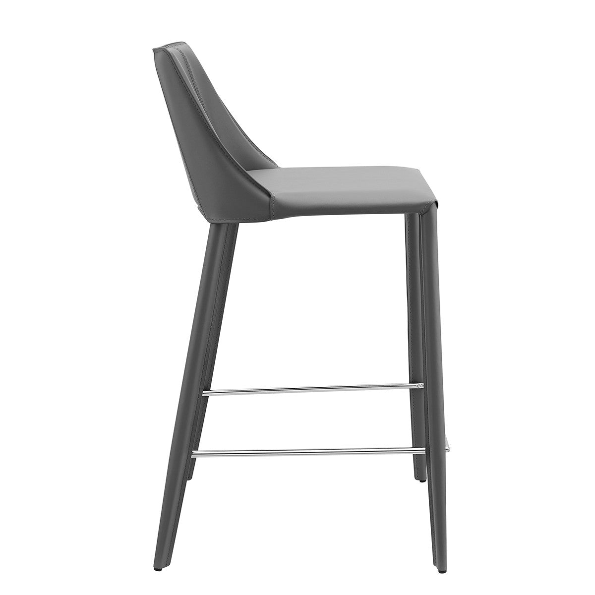 26" Gray Steel Low Back Counter Height Bar Chair