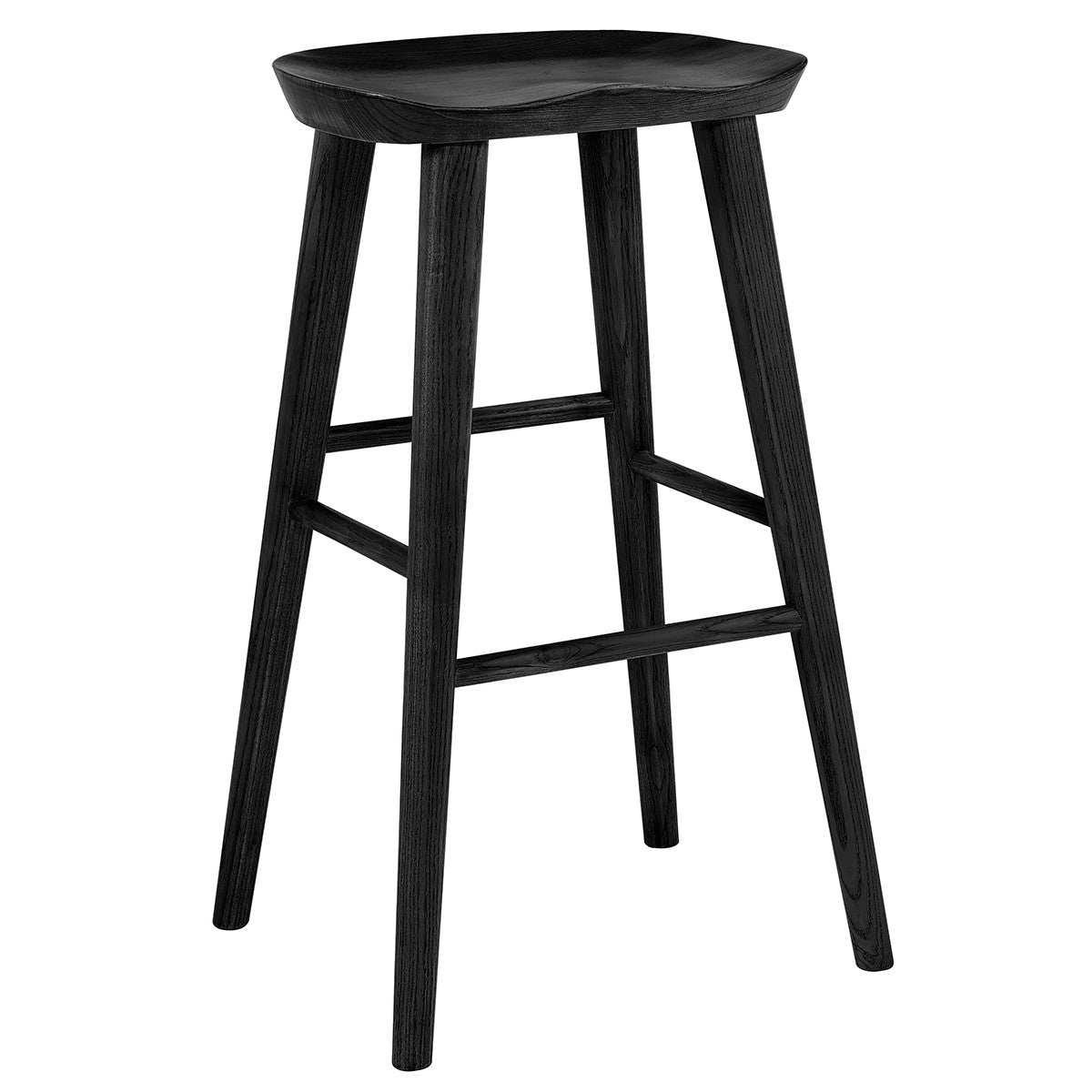 29" Black Manufactured Wood Backless Bar Height Bar Chair