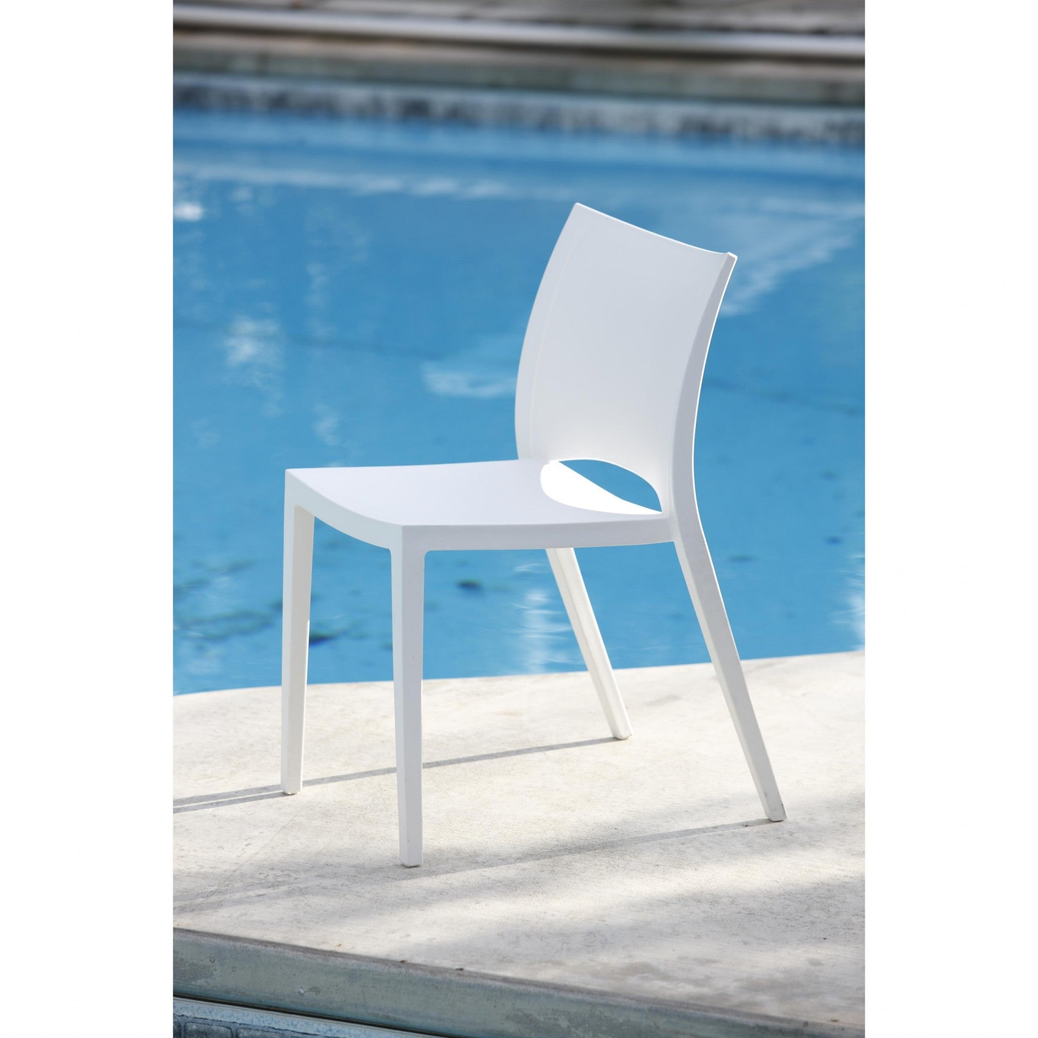 Set of Two White Heavy Duty Plastic Dining Side Chairs