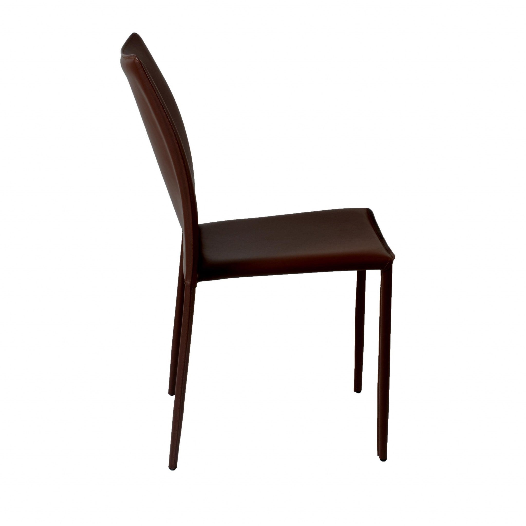 Set of Two All Dark Brown Stacking Chairs