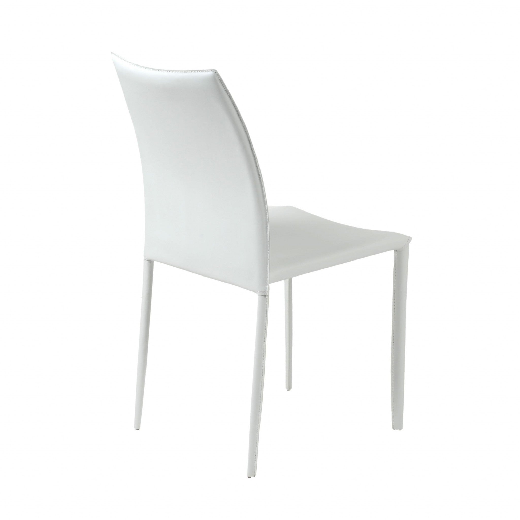 Set of Two Premium All White Stacking Dining Chairs