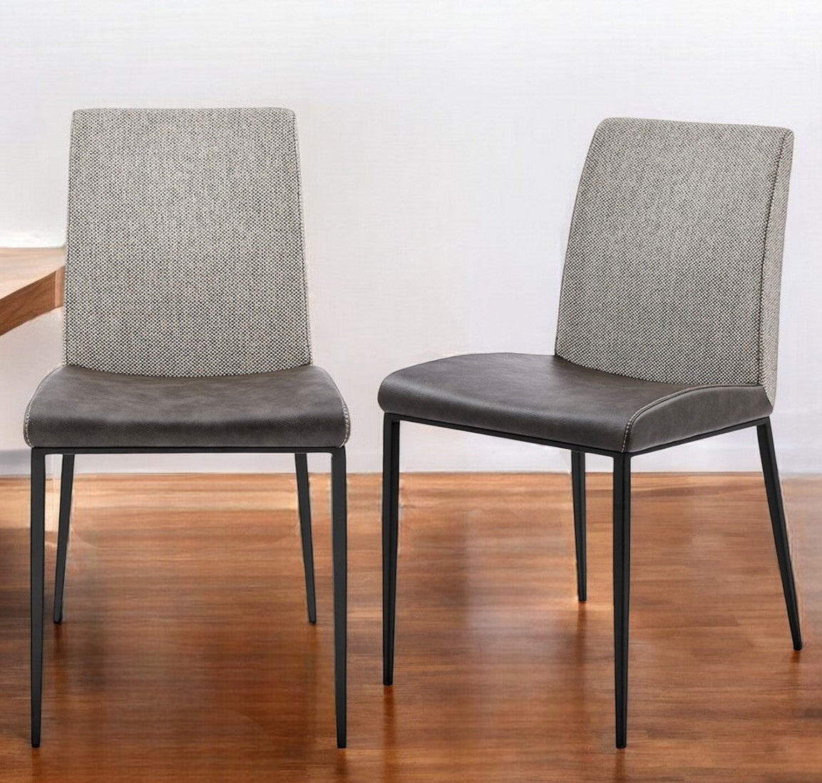 Set of Two Gray and Light Gray Stainless Steel Chairs