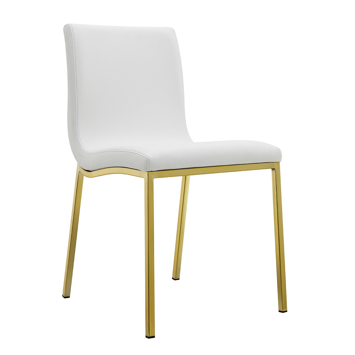 Set of Two Minimalist White Faux Faux Leather and Gold Chairs