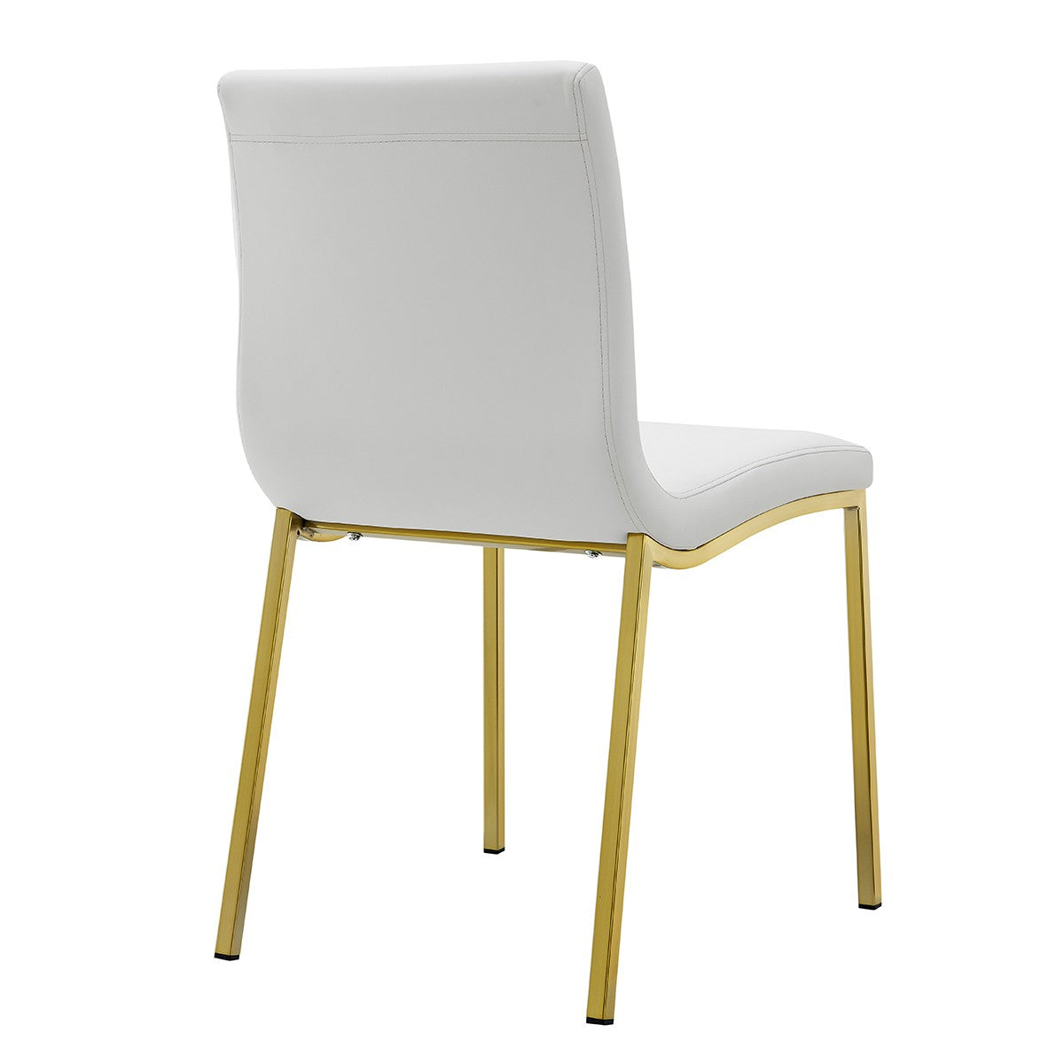 Set of Two Minimalist White Faux Faux Leather and Gold Chairs