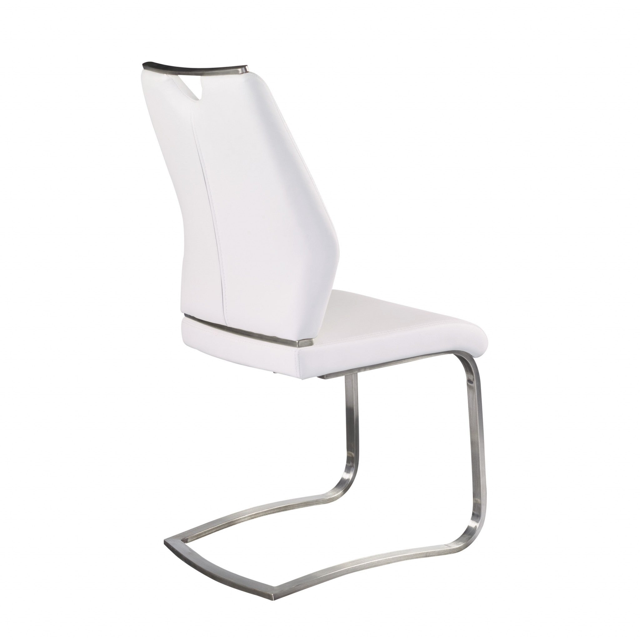 Set of Two White Faux Leather Cantilever Chairs