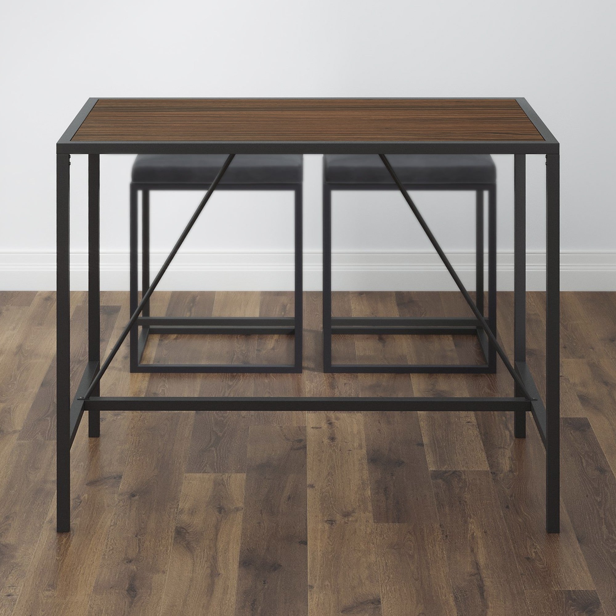 Modern Geo Black and Walnut Bar Dining Table