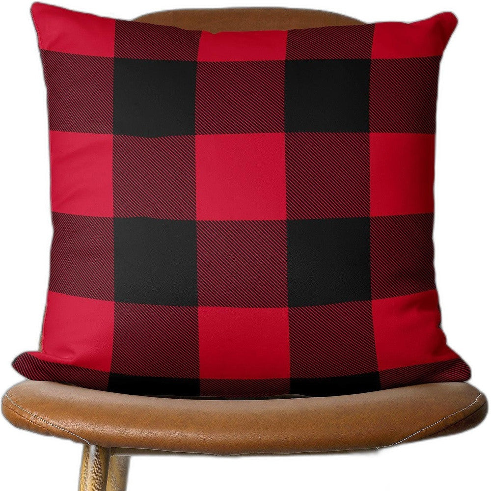 Red and Black Buffalo Plaid Throw Pillow