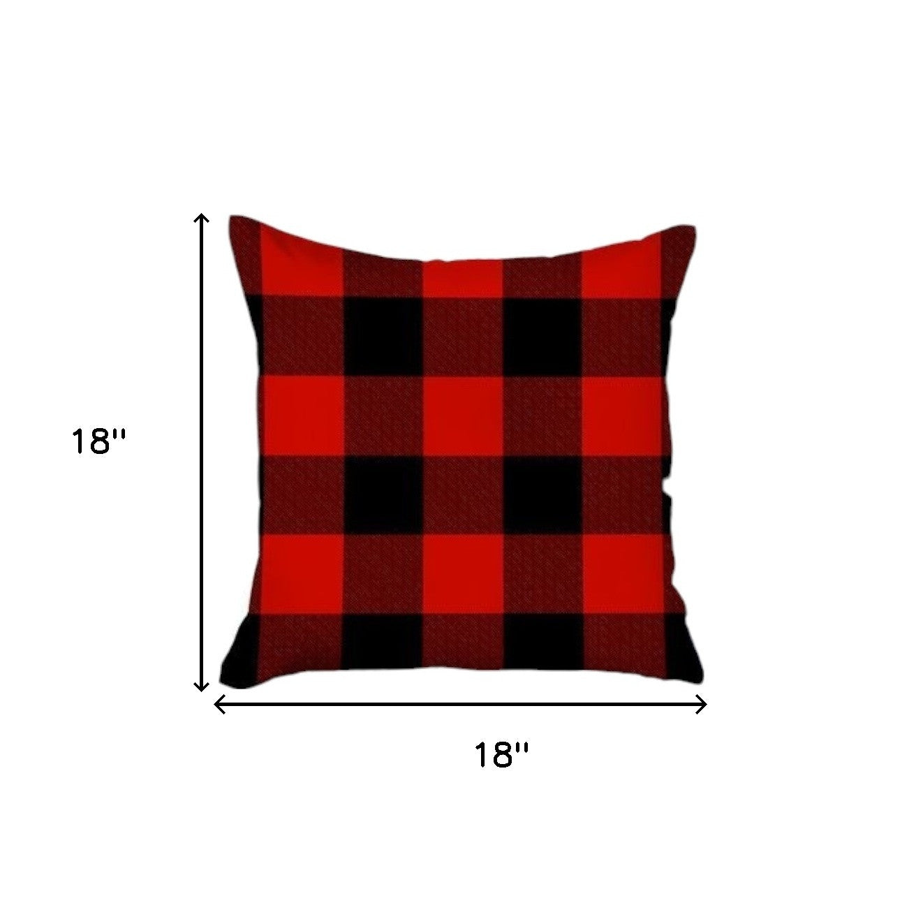 Set Of Four 18 X 18 Red And Black Plaid Zippered Polyester Christmas Throw Pillow