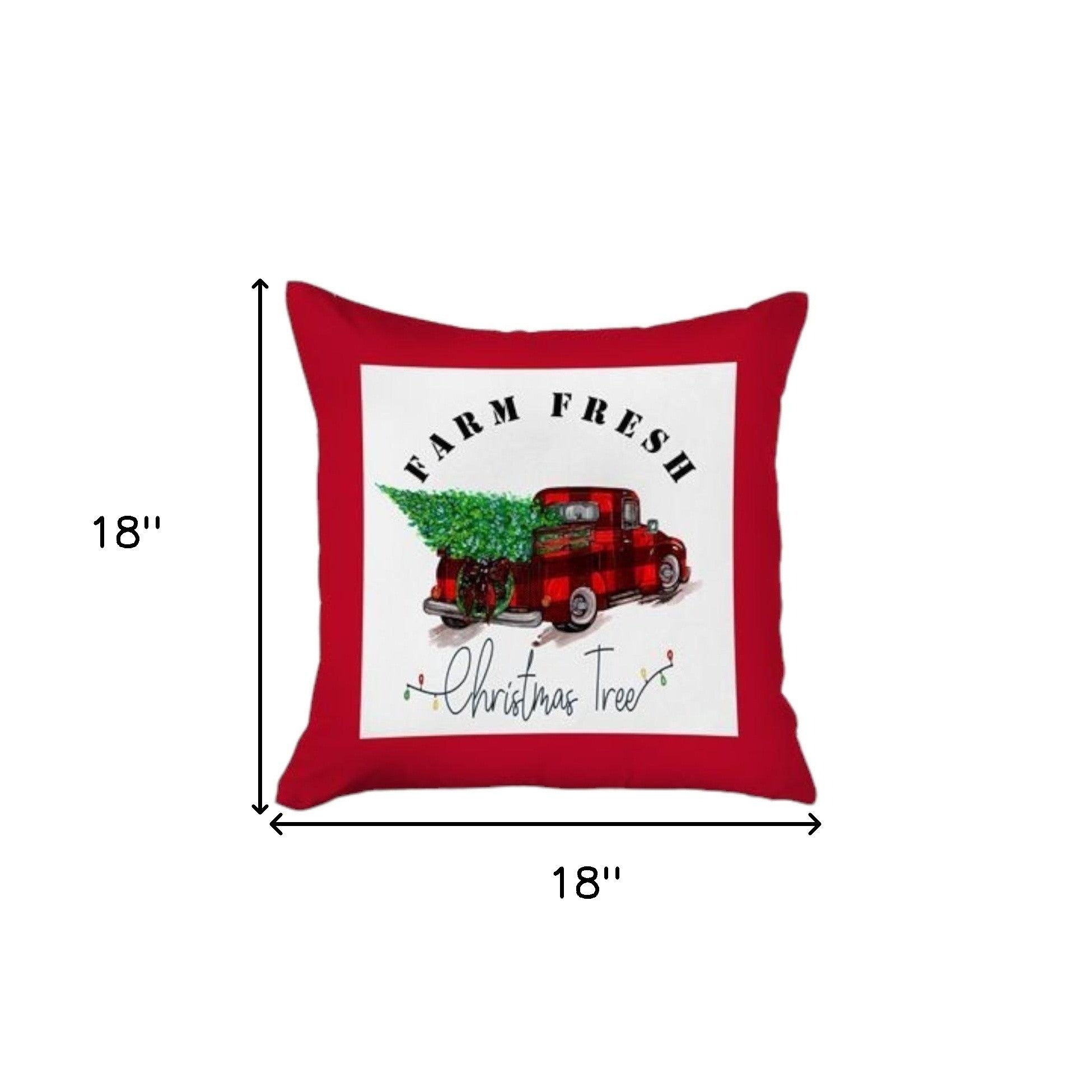 Set of 4 Red Plaid and Red Truck Throw Pillows