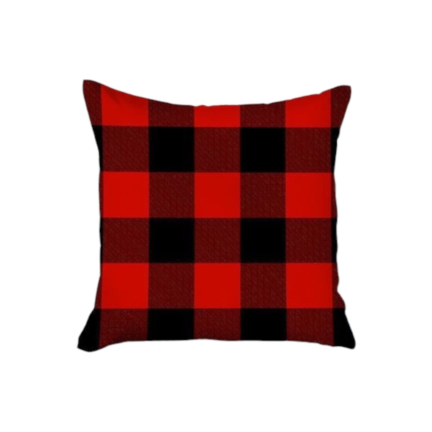 Set of 4 Red Plaid and Red Truck Throw Pillows