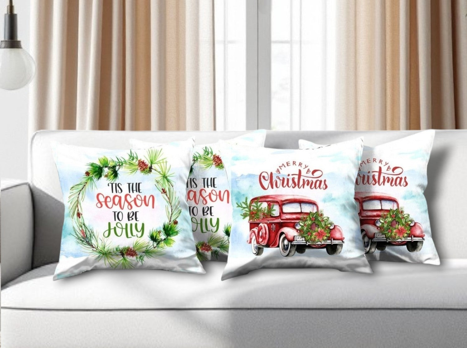 Set of 4 Merry Christmas Tis the Season Thow Pillows