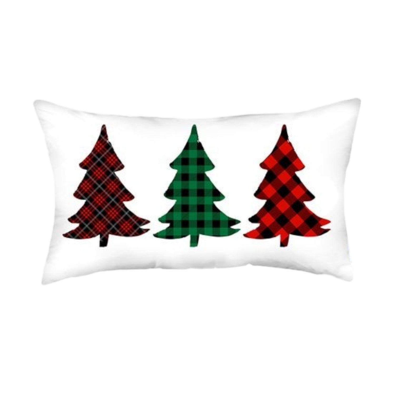 Set of 4 Christmas Plaid Lumbar Decorative Pillows