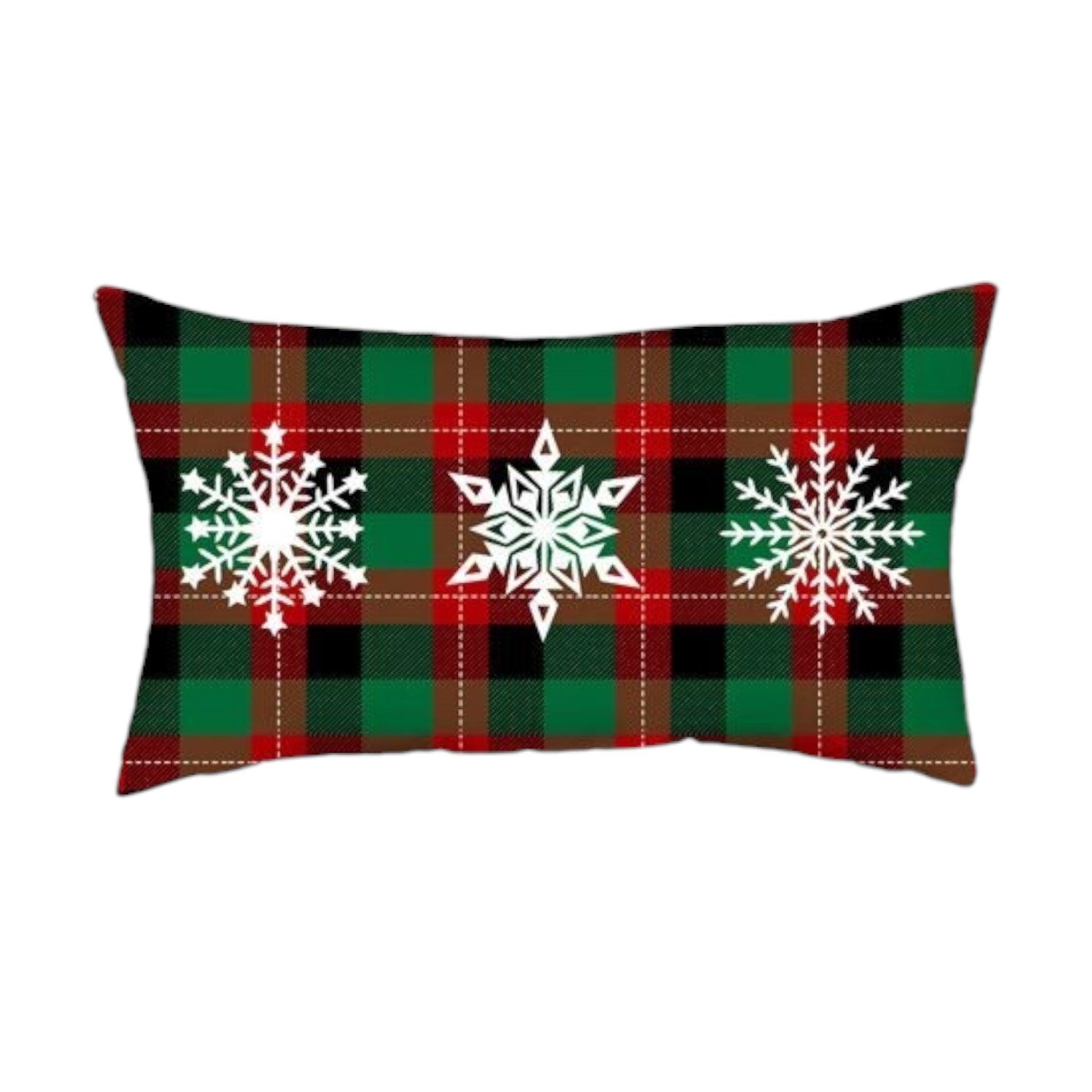 Set of 4 Christmas Plaid Lumbar Decorative Pillows