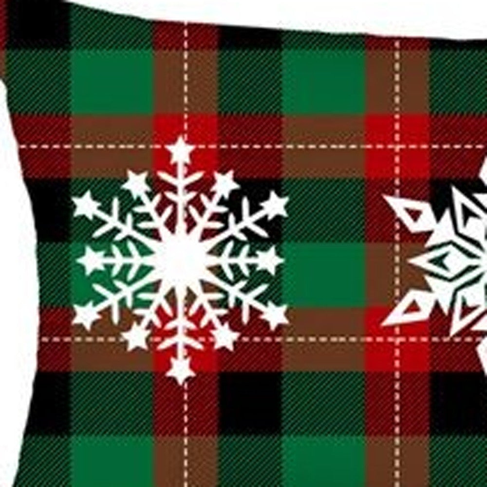 Set of 4 Christmas Plaid Lumbar Decorative Pillows