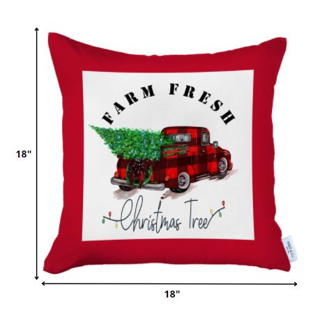 Christmas Buffalo Check Pick Up Truck Pillow Cover