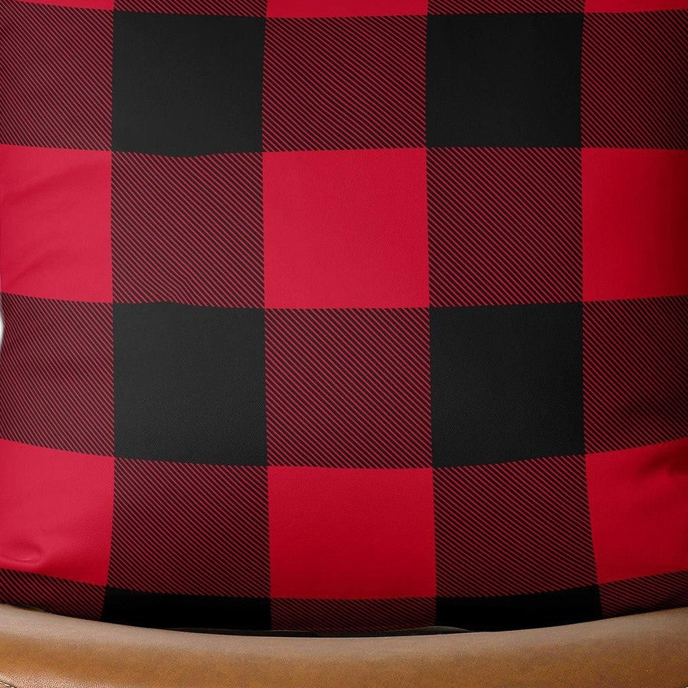 Red and Black Buffalo Plaid Throw Pillow Cover