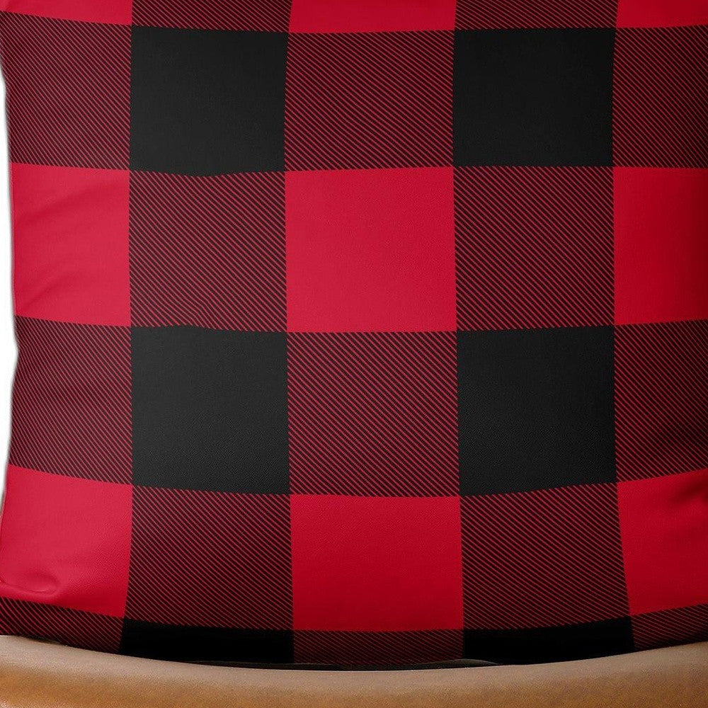 Red and Black Buffalo Plaid Throw Pillow Cover