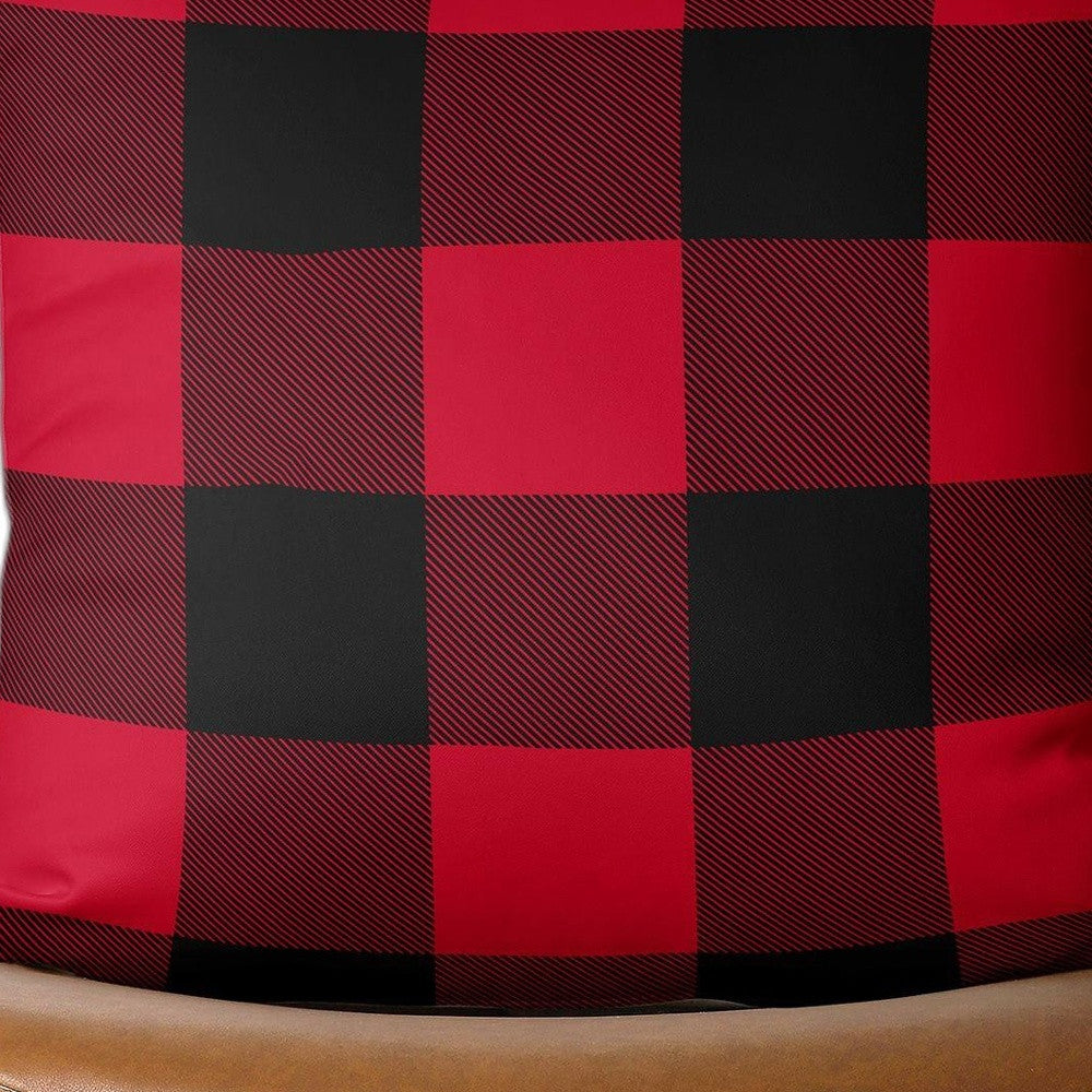 Red and Black Buffalo Plaid Throw Pillow Cover