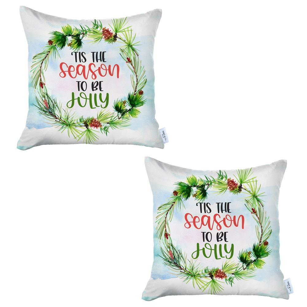 Set of 2 Tis the Season Christmas Throw Pillow Covers