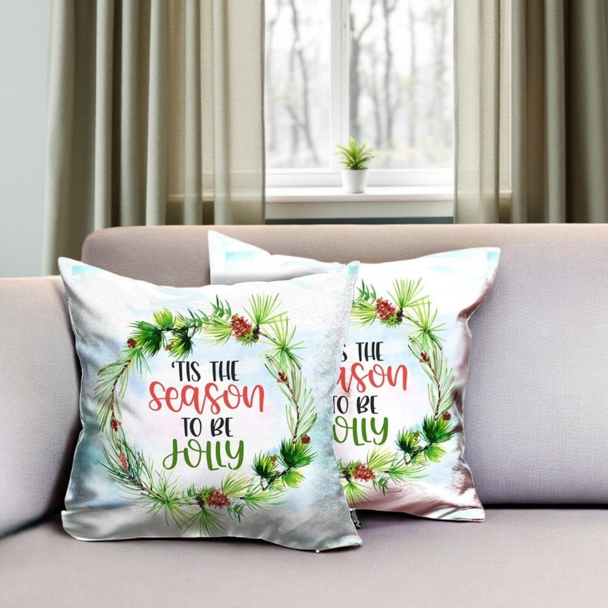 Set of 2 Tis the Season Christmas Throw Pillow Covers