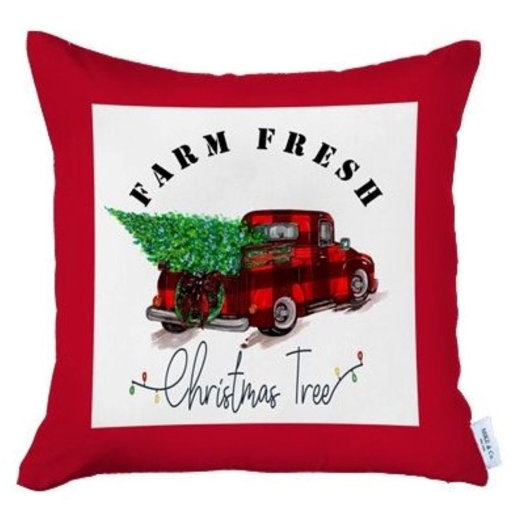 Set of Four Red and Black Christmas Christmas Tree Throw Pillow Cover