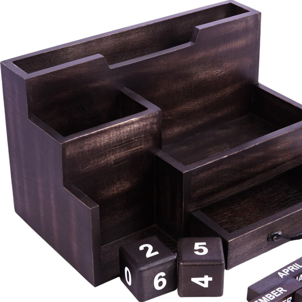 Black Rustic Wood Desk or Counter Organizer