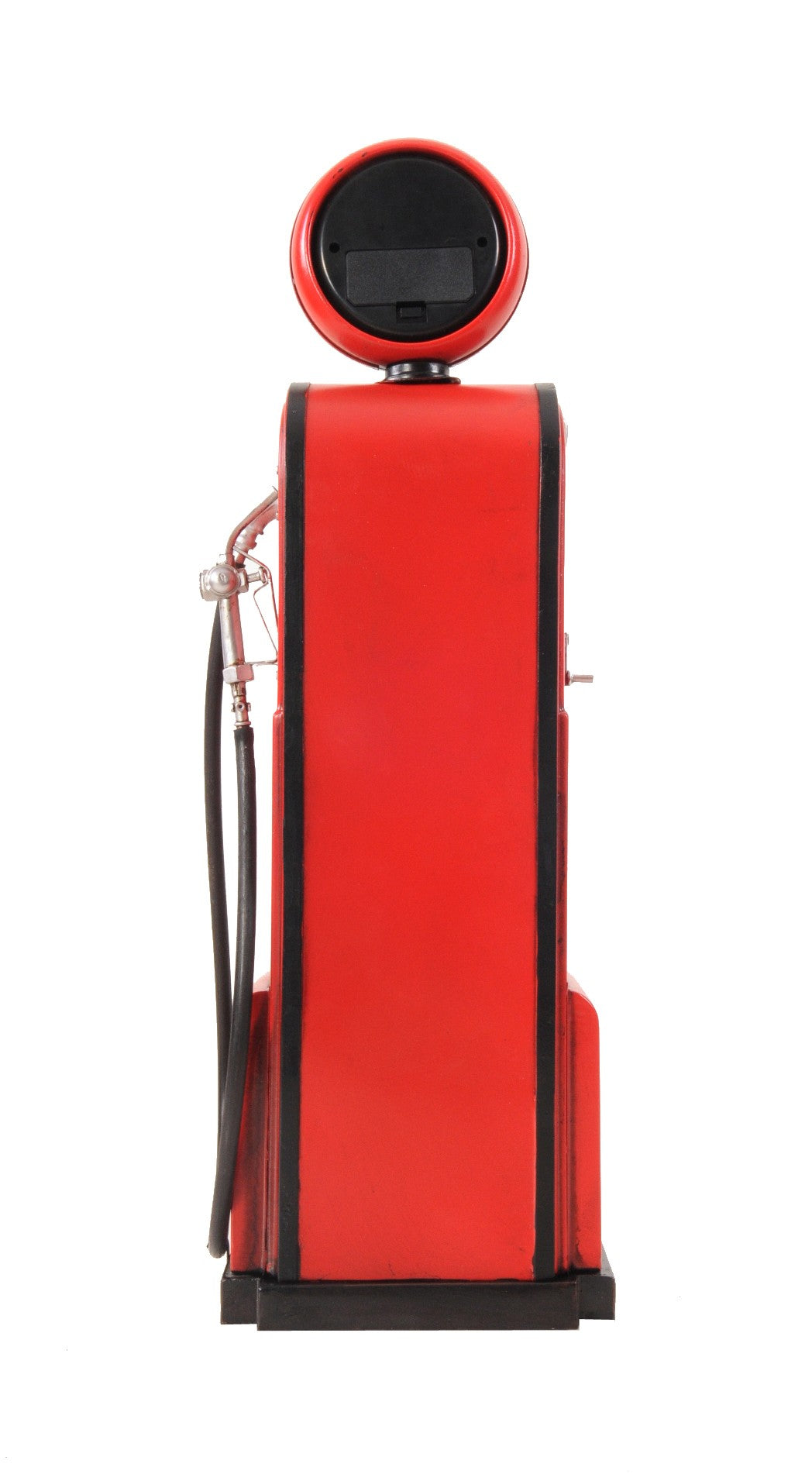 21" Red Metal Hand Painted Gas Pump Sculpture With Clock