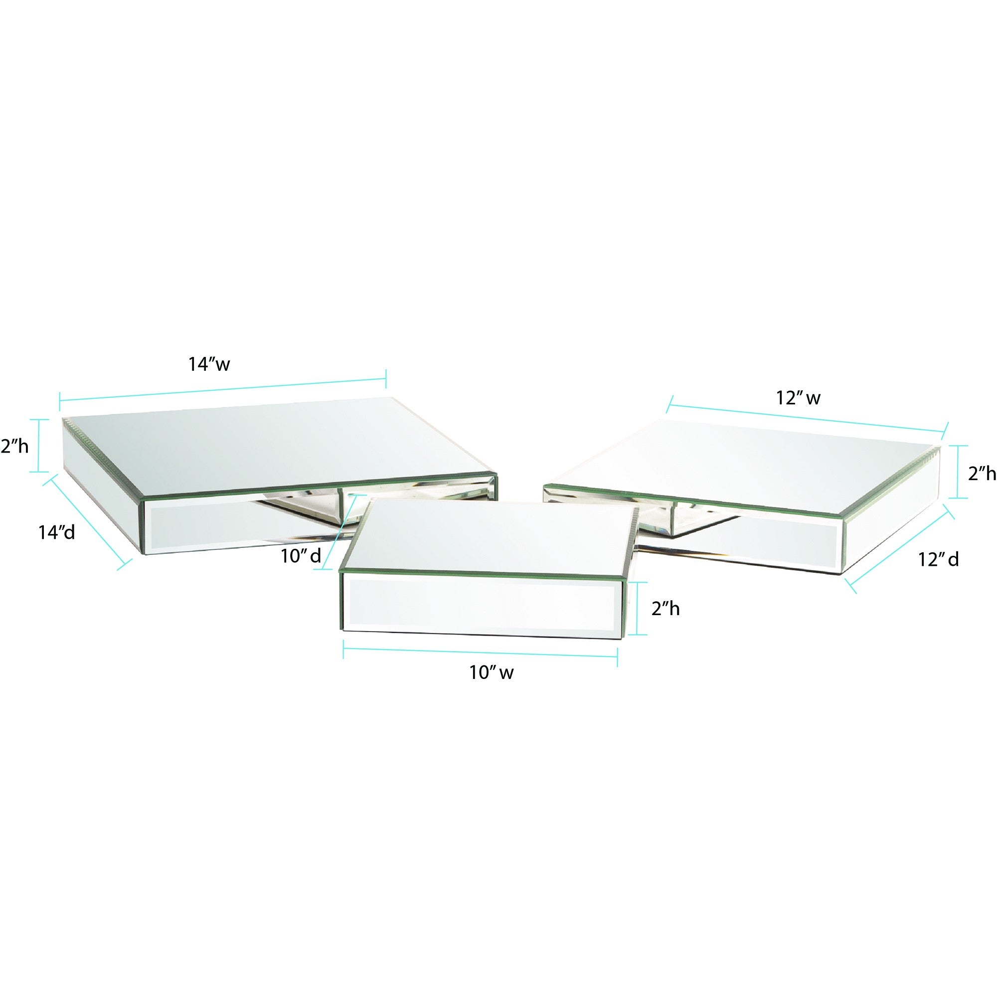 Set of Three Mirrored Rectangular Display Platforms