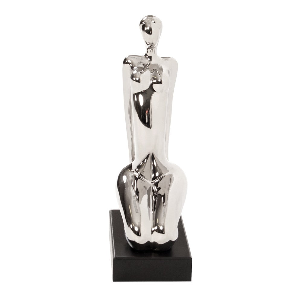 Modern Silver and Black Ustrasana Yoga Sculpture