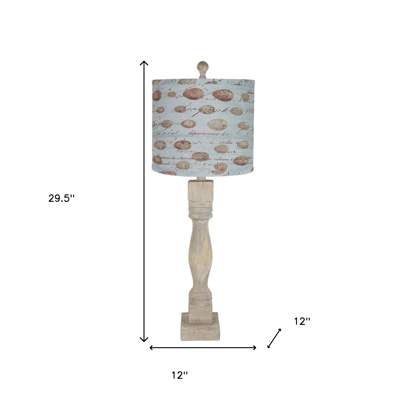 30" Taupe Standard Table Lamp With Blue Shade