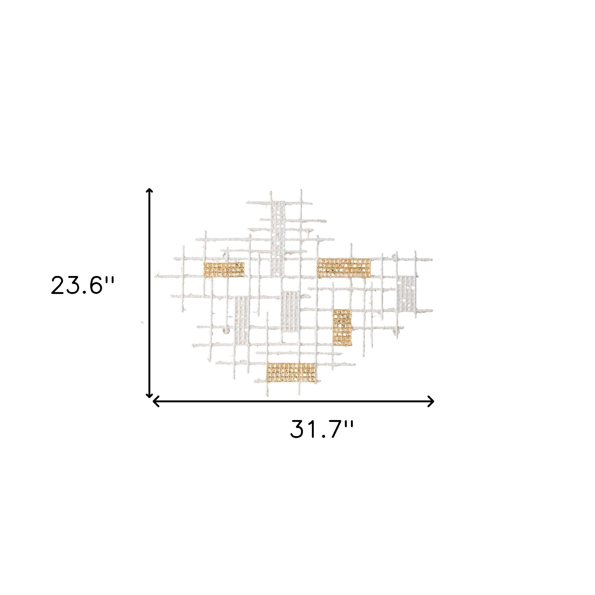 Contemporary White and Gold Geo Grid Wall Art