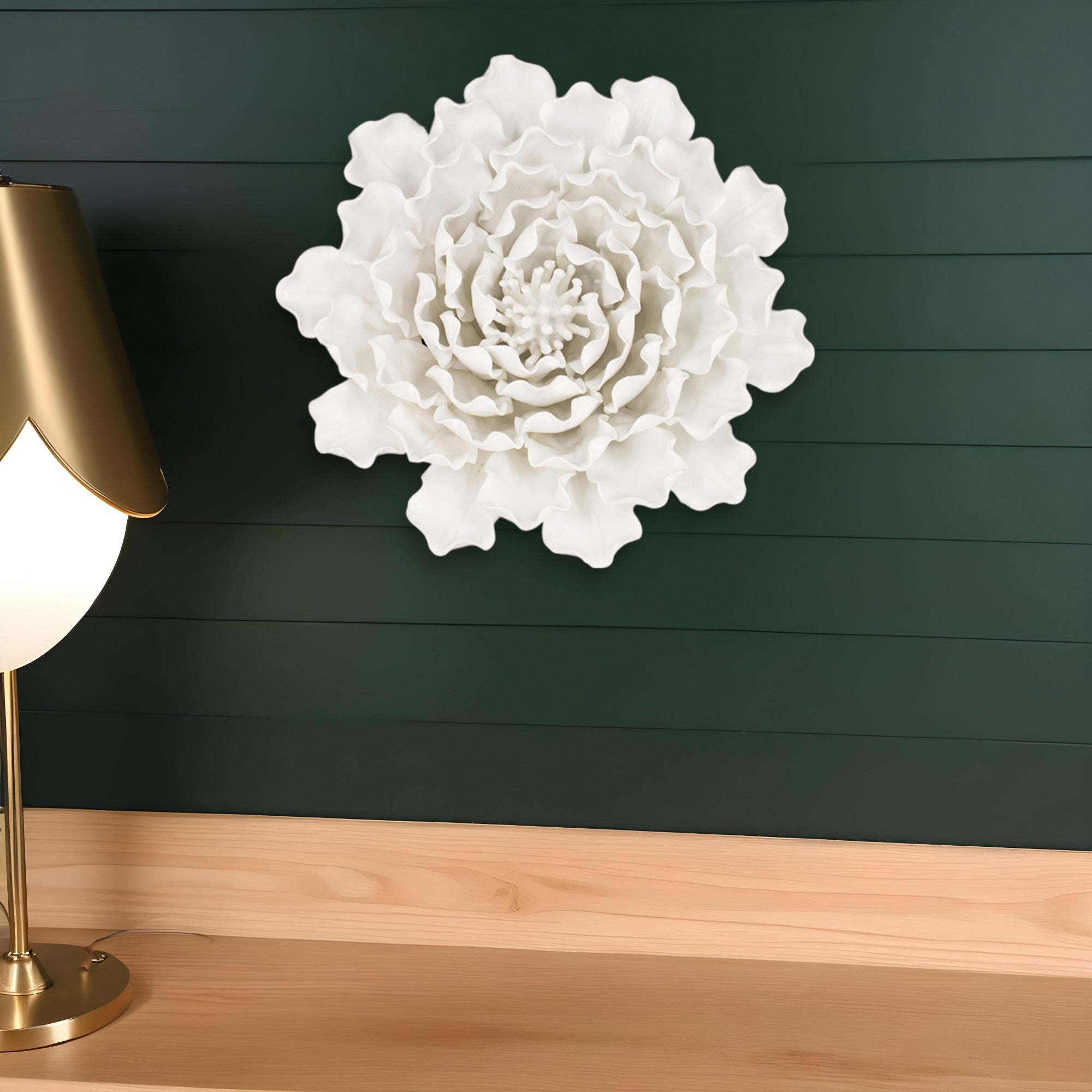 9" Off White Sculptural Flower Ceramic Wall Decor