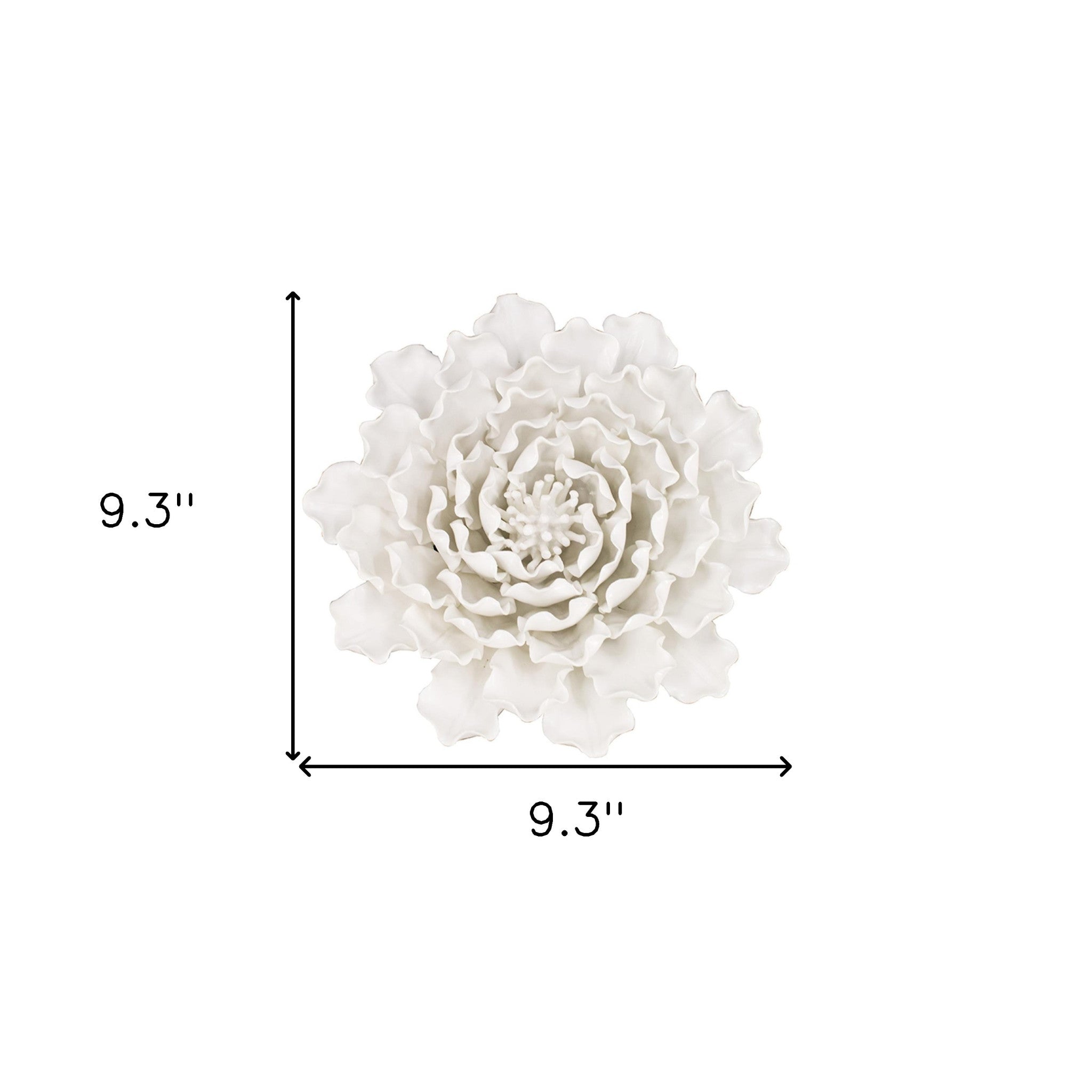 9" Off White Sculptural Flower Ceramic Wall Decor