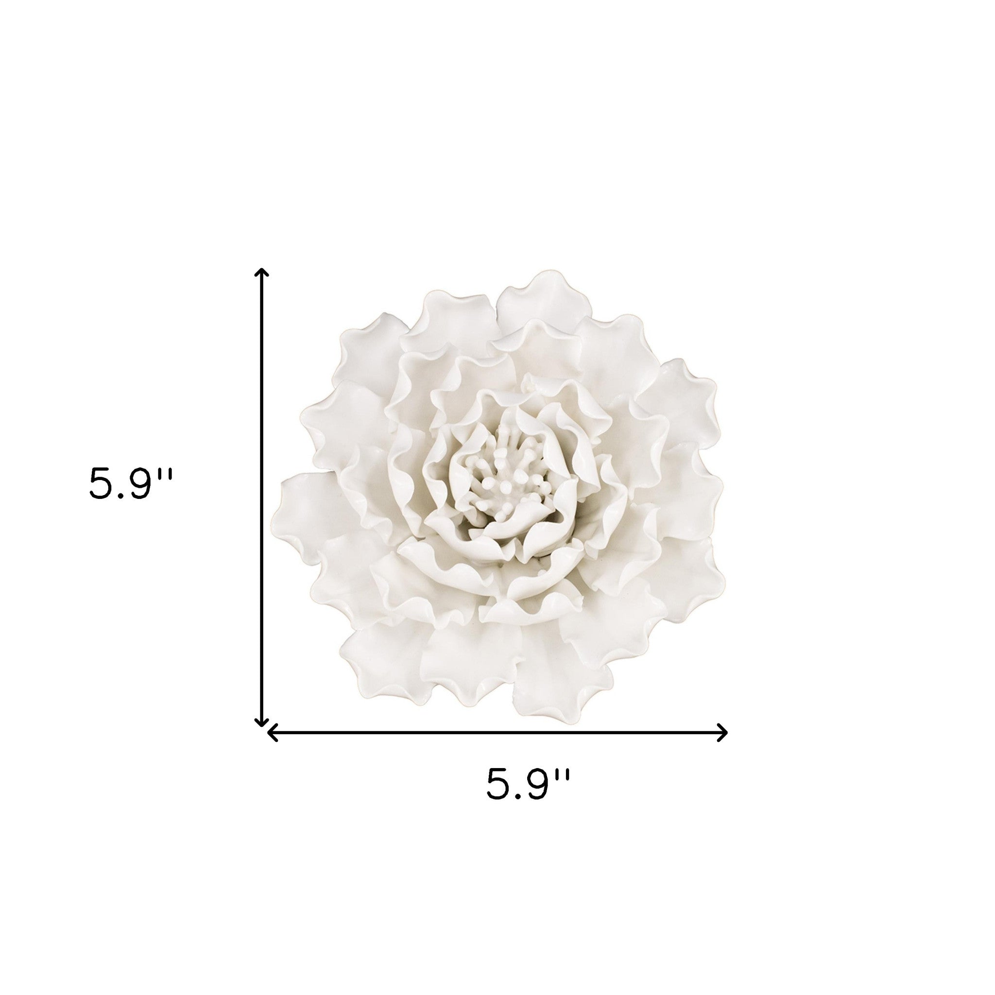 6" Off White Sculptural Flower Ceramic Wall Decor