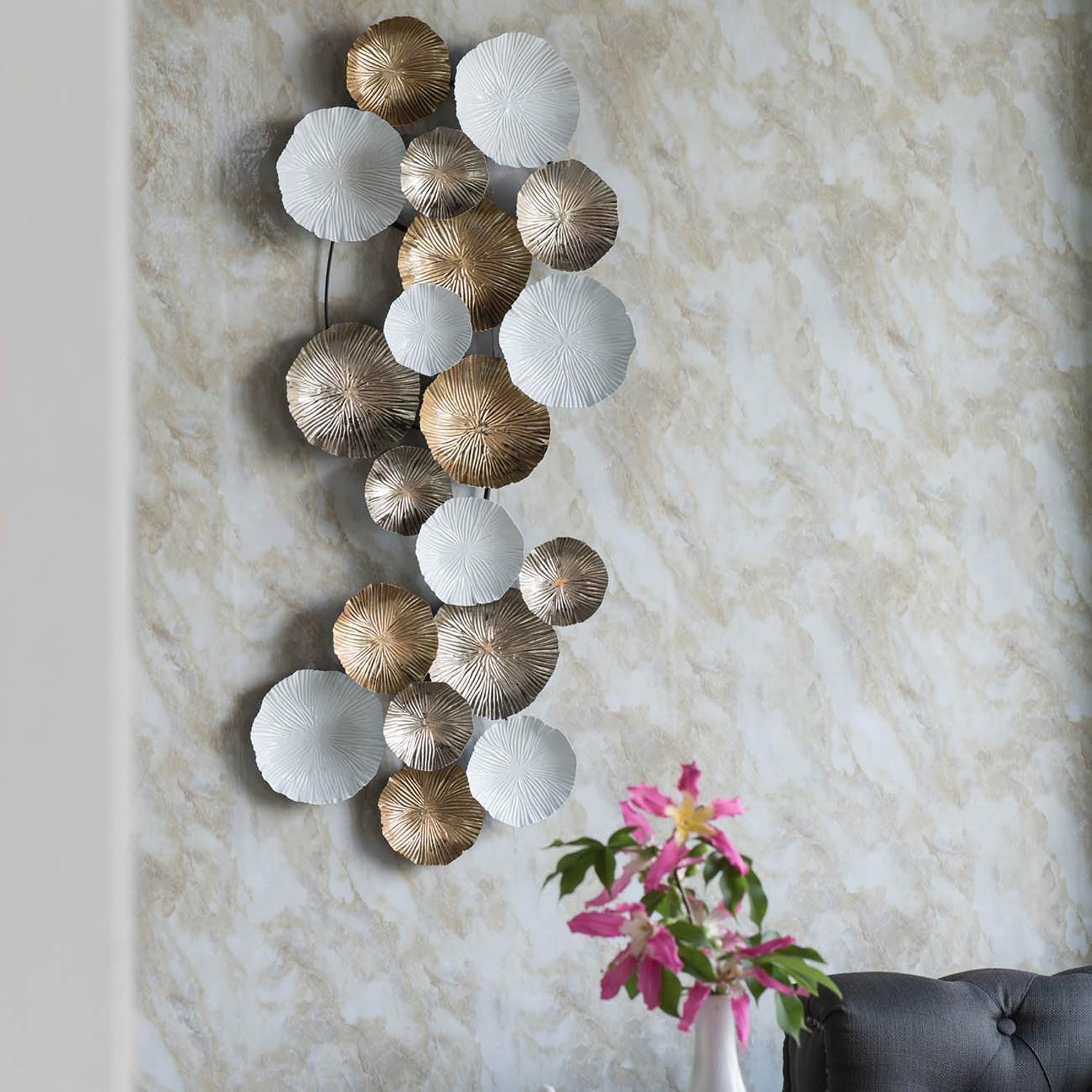 Retro Modern 39" Metallic and White Metal Wall Art