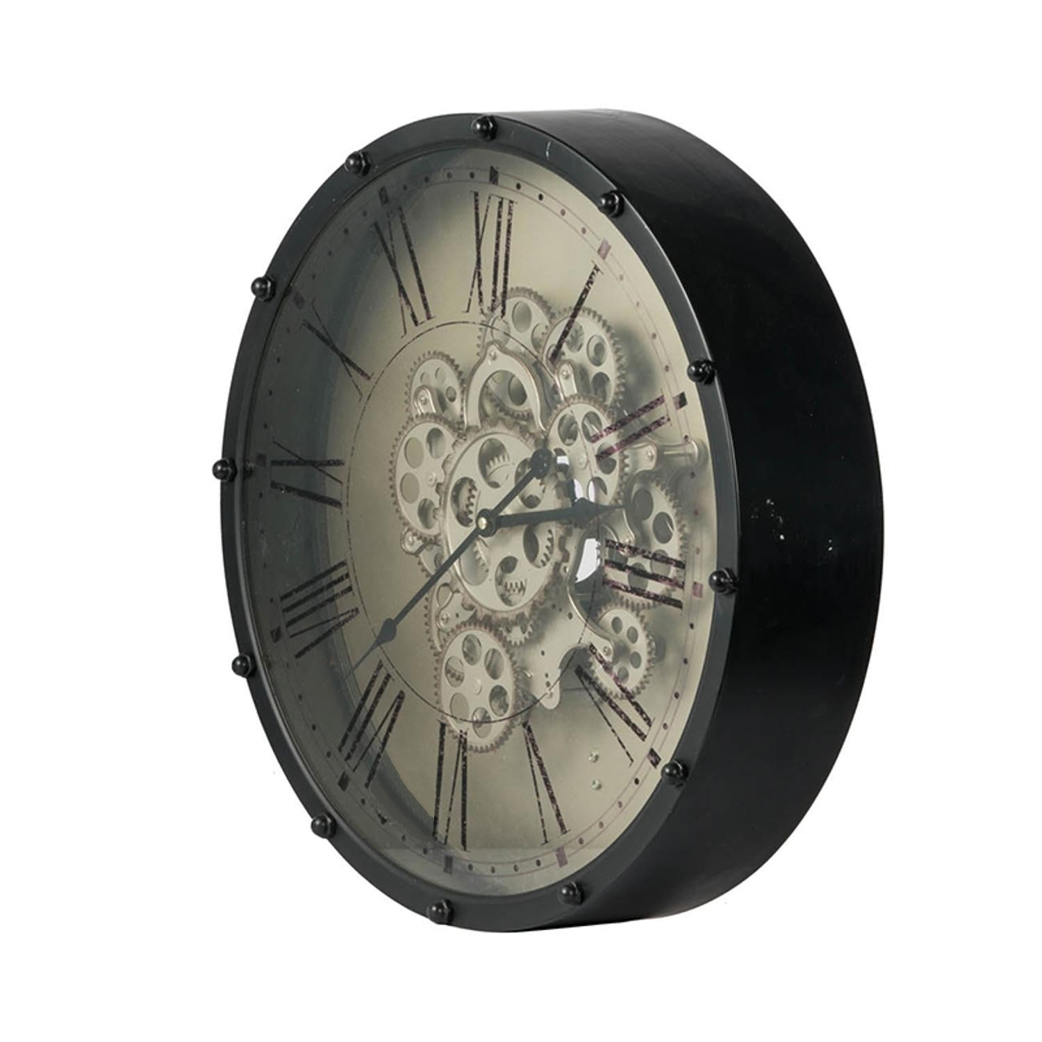 Black and Ivory Vintage Gear Industrial Wall Clock