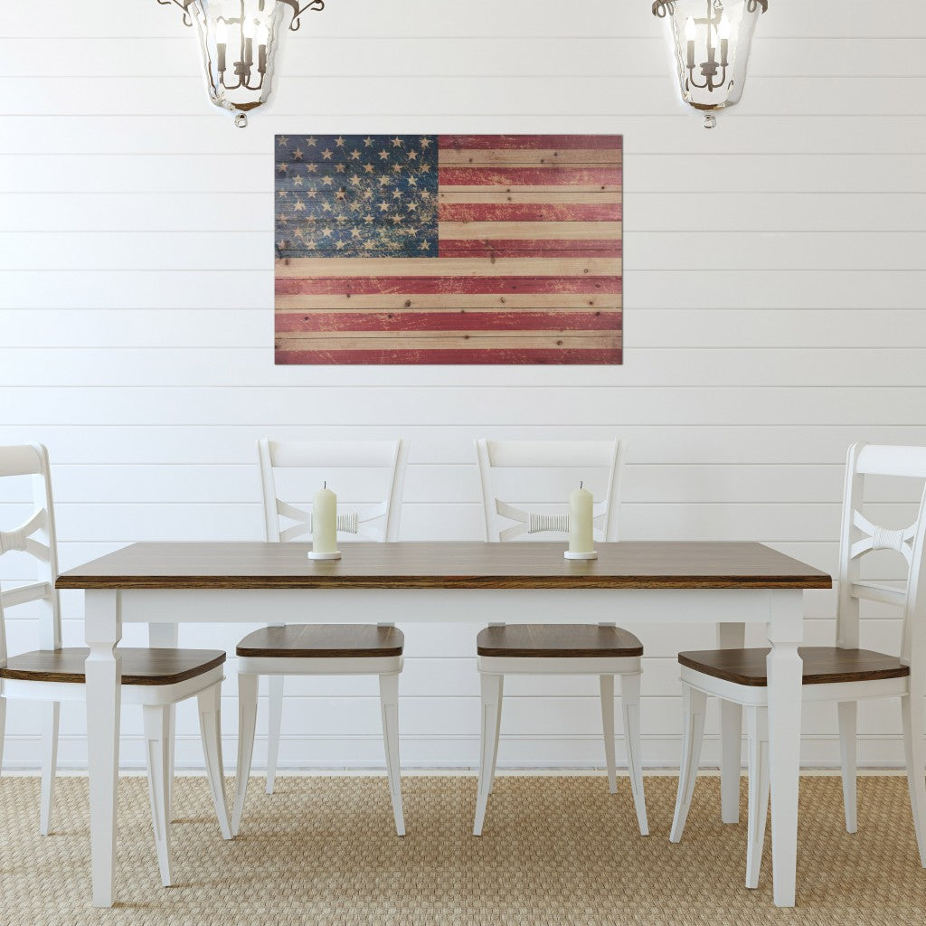 36" USA Flag Wood Plank Wall Art