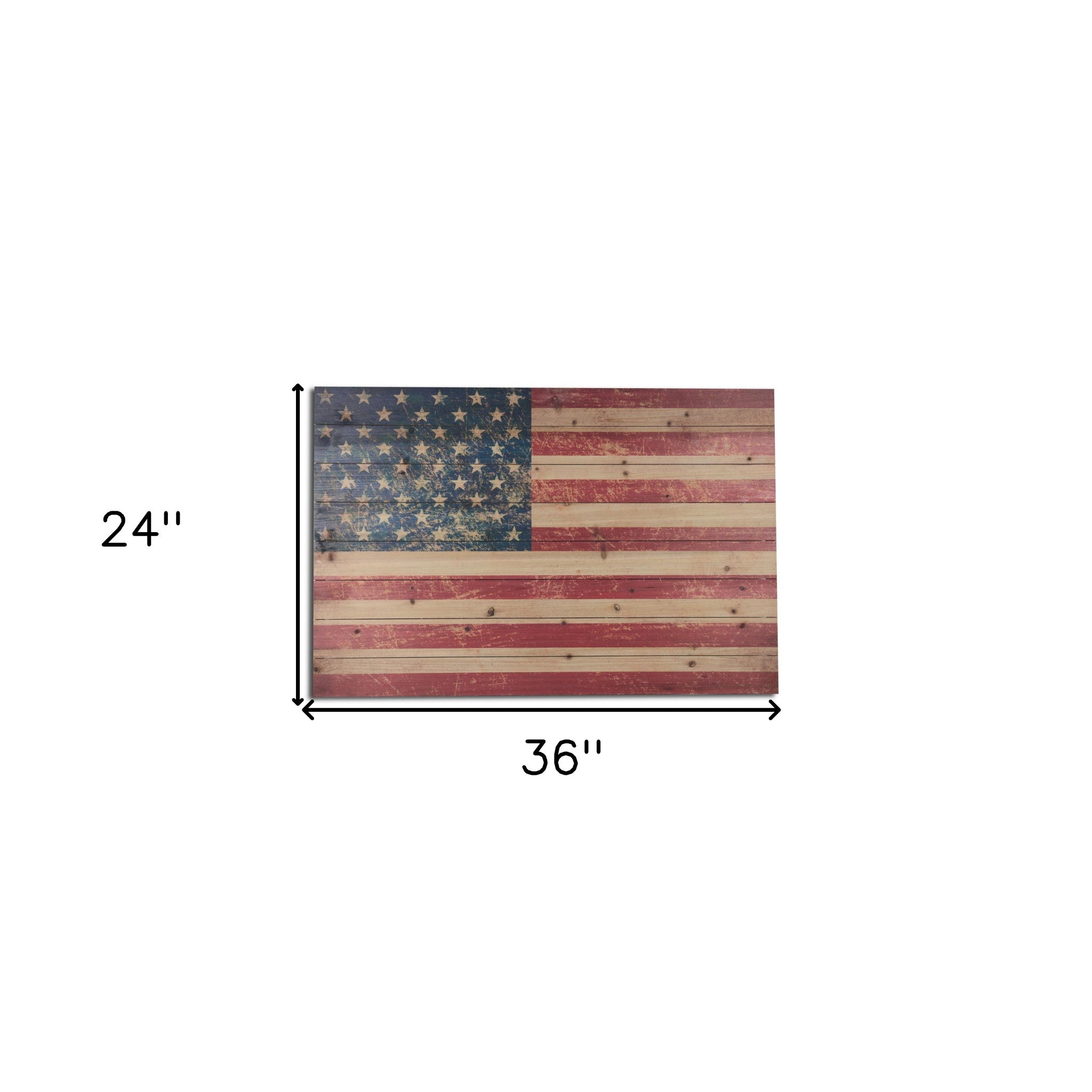 36" USA Flag Wood Plank Wall Art