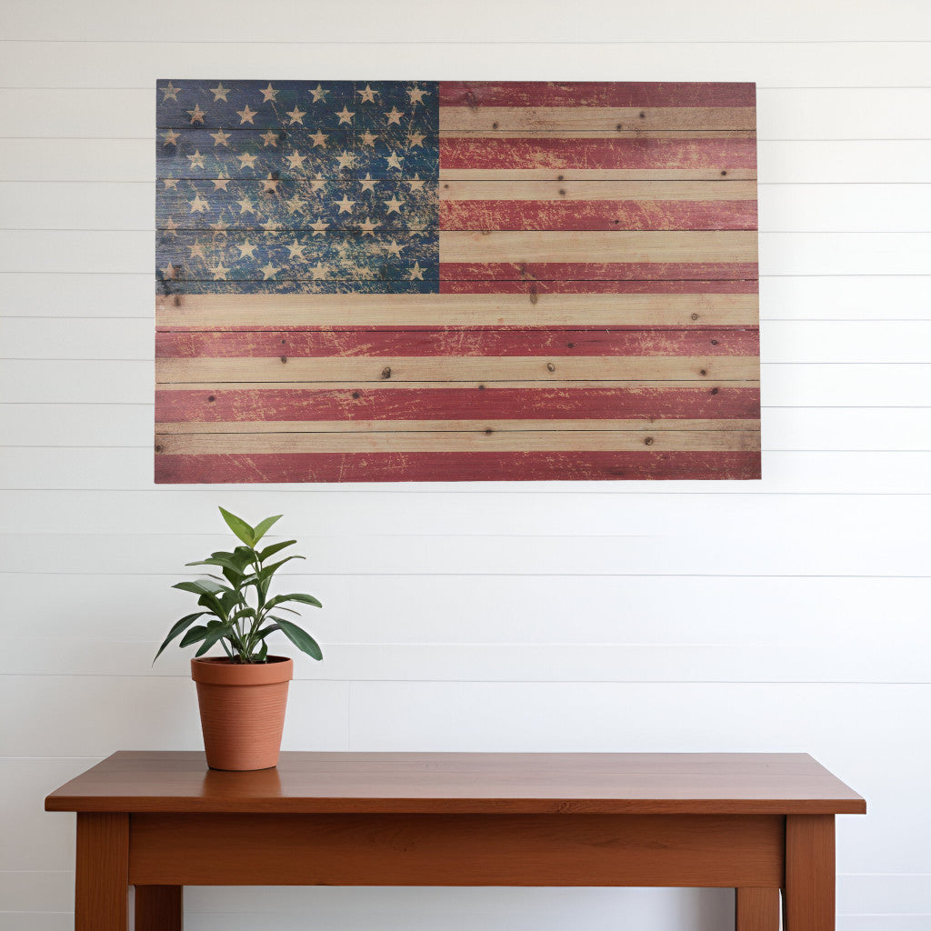 36" USA Flag Wood Plank Wall Art