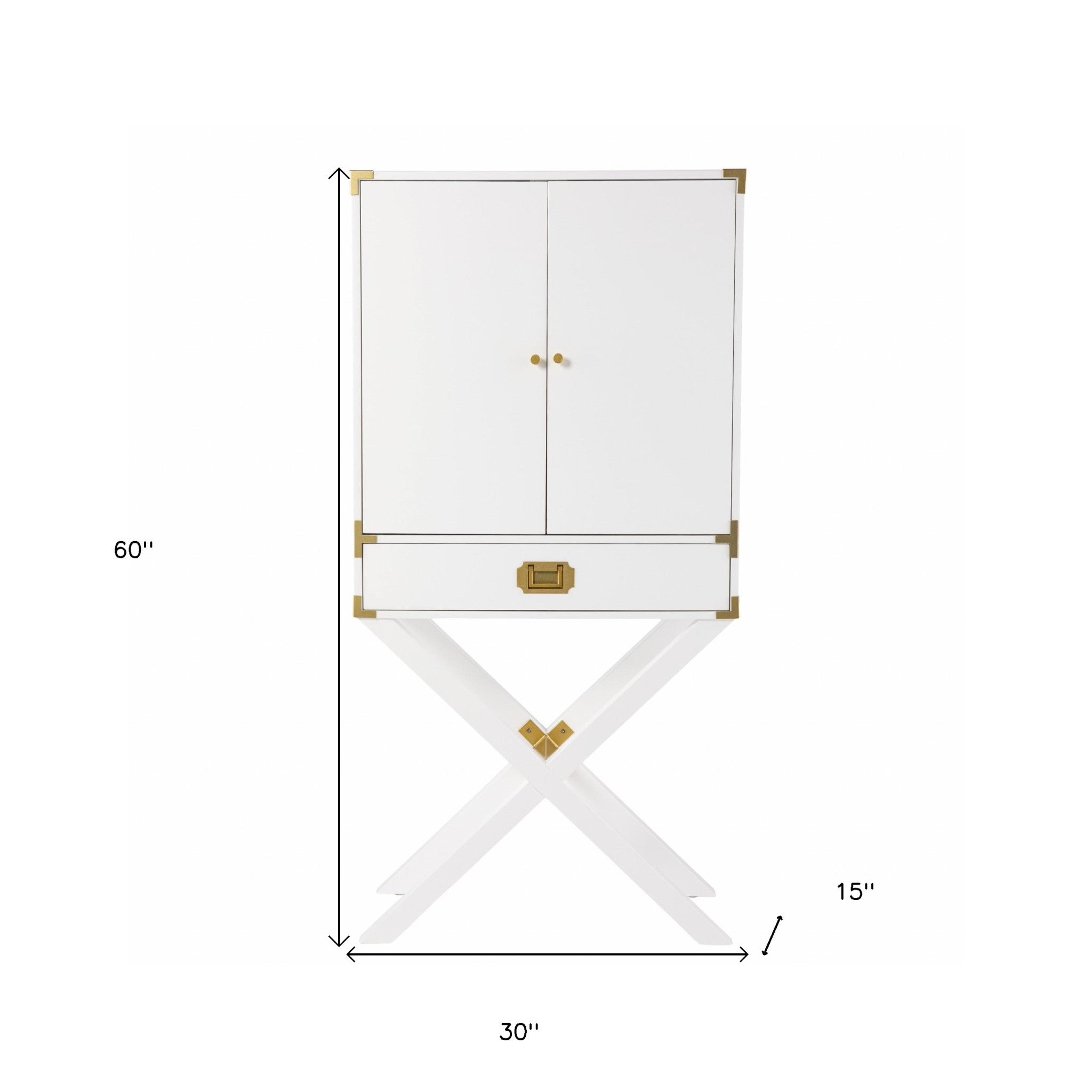 30" White Corner Display Stand With One Shelf And One Drawer