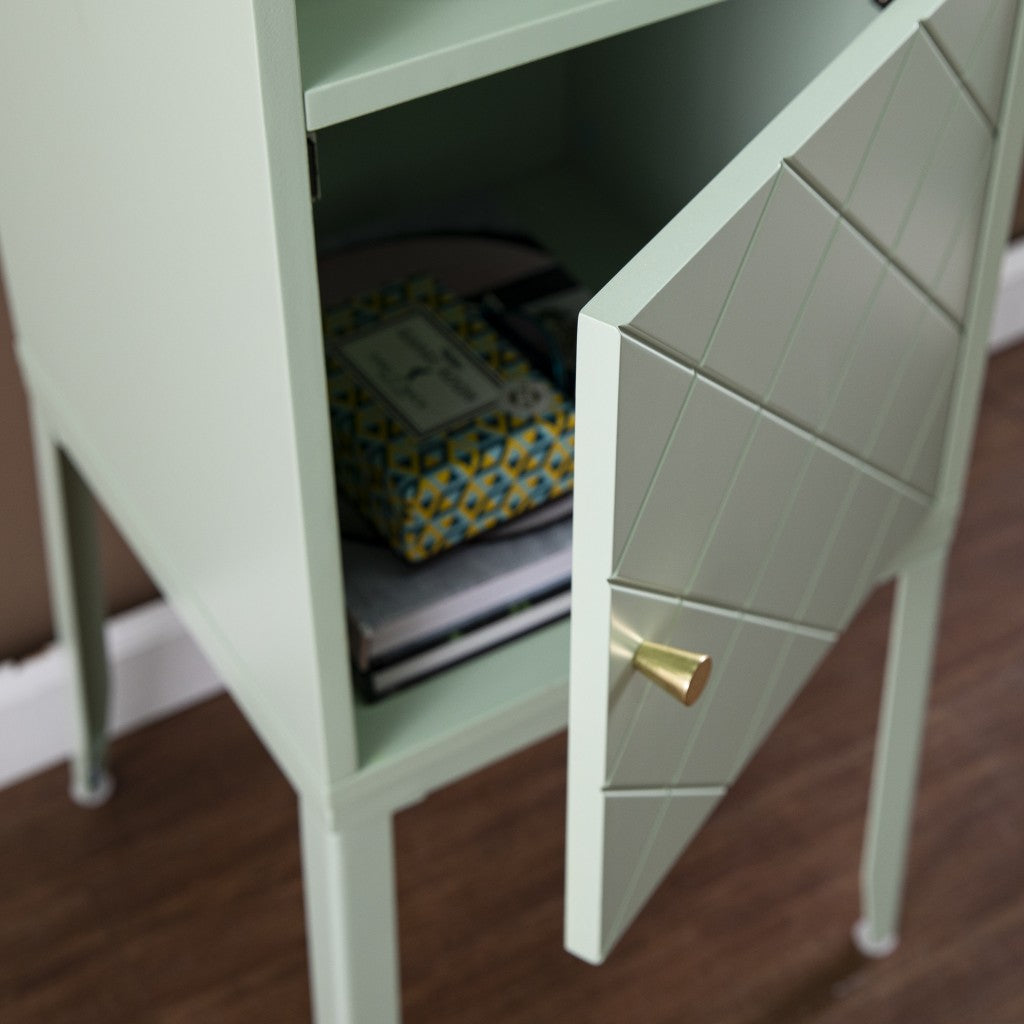 Pale Green Crosshatch Accent Storage Cabinet